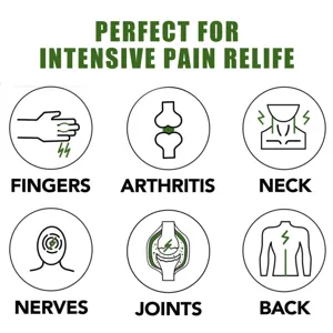 Pain relief spray application guide chart showing target body areas like joints, back and neck.