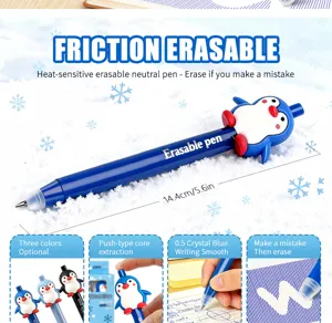 Cute penguin thermosensitive erasable gel pen 0.5mm press type smooth writing student stationery