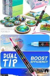 Dual tip acrylic paint marker pens set 96 colors for rock canvas wood art craft drawing.