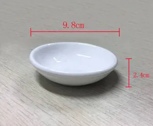 Dimensiones detalladas del pequeño plato de cerámica blanca de 4 pulgadas 9,8x2,4cm
