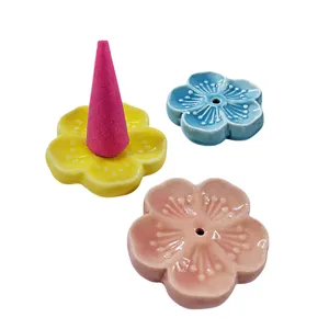 Keramik Blumen Weihrauch Halter Kegel Weihrauch Brenner niedliche florale Aroma Basis Dekoration