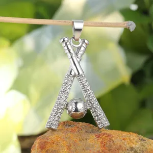 Collar de Colgante de Bate de Béisbol de Acero Inoxidable Hip Hop Con Diamantes de Imitación para Hombre Mujer Joyería