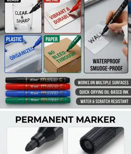 Professional permanent marker oil-based waterproof marker pen for multiple surfaces 4 colors