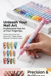 Juego de 24 rotuladores de uñas profesionales con punta extra fina de 0,5 mm DIY