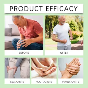 Visual guide showing joint discomfort relief on legs, feet, and hands after using massage cream