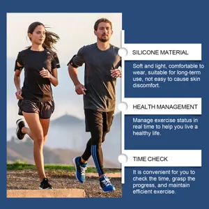 Infografica dettagliata di un orologio sportivo con cinturino in silicone e salute