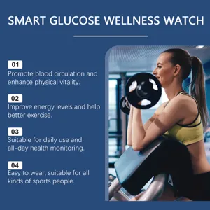 Vista dettagliata dello smartwatch benessere del glucosio con benefici per salute e fitness