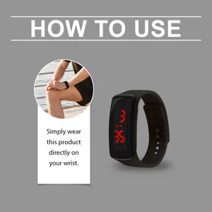 Detail view showing how to wear this lightweight electronic LED digital sports watch for daily fitness.