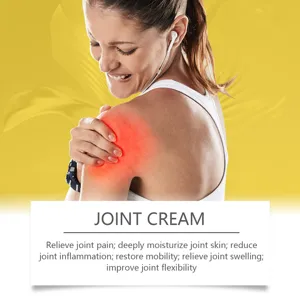 Joint cream detail showing shoulder application, relieves pain, moisturizes skin and care.