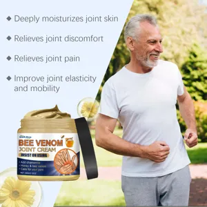 Detail van bee venom gewrichtscrème met kamille-extract voor de dagelijkse huidverzorging.