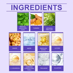 South Moon joint soothing gel ingredient details chart featuring natural herbal extracts.