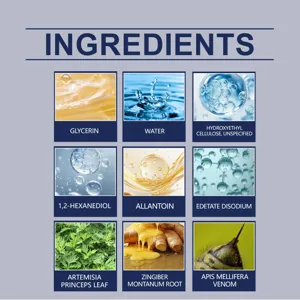 Detailed infographic showing herbal and active ingredients of the soothing joint care patch.