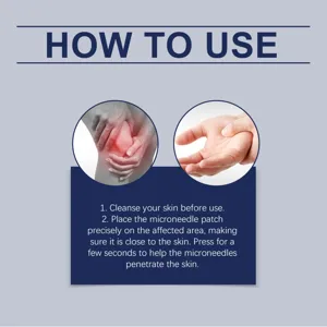 Detailed step-by-step instruction graphic showing how to correctly apply joint care patches.
