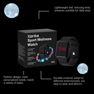 Detailed view of the Xorita lightweight digital sports watch with durable silicone strap.