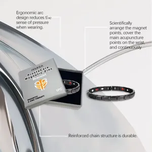HOUKEA magnetic zinc alloy bracelet with gift box, stylish wellness jewelry for men and women.