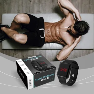 Orologio Elettronico Digitale in Silicone Sport Wellness Con Display Quadrato a LED Rosso Cinturino Impermeabile Tracker Fitness Regalo
