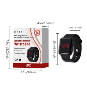 Detailed dimensions and specifications showcase of the black LED digital wristband.