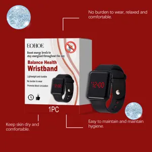 EOHOE black LED digital electronic watch for sports, comfort wristband with clear display.