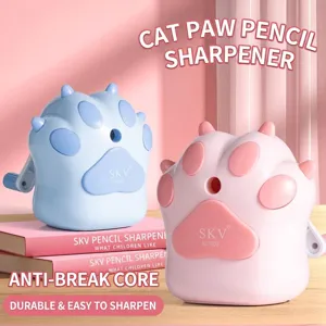 Cute Cat Paw Manual Hand Cranked Pencil Sharpener For Students Plastic Desktop Stationery Office Supplies Birthday Gift For Kids