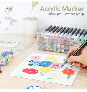 Acryl-Marker-Set mit 1-4 mm weichen Spitzen und einer transparenten PET-Aufbewahrungsbox