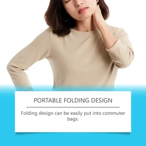 Detail of portable folding neck support design for easy storage in commuter bags.