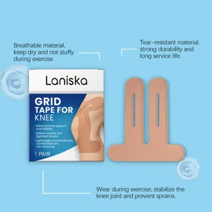 Laniska hautfarbenes sportliches Knie-Tape, atmungsaktives Gitter-Design für Gelenkstütze.