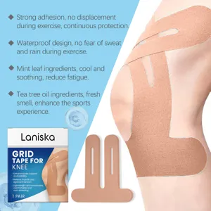 LANISKA Grid Kinesiologie Tape für Knie, Wasserdichtes Atmungsaktives Sportband 1 Paar
