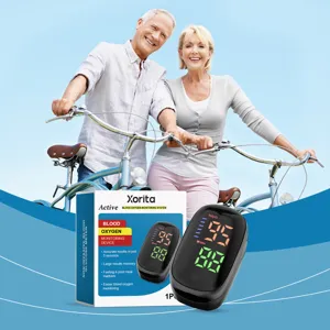Oxymètre de pouls portable Xorita avec écran LED clair et scène de vie pour seniors
