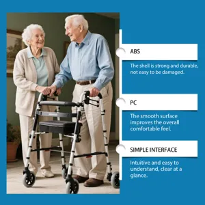 Vue détaillée d'un déambulateur portable à quatre roues avec siège pour seniors