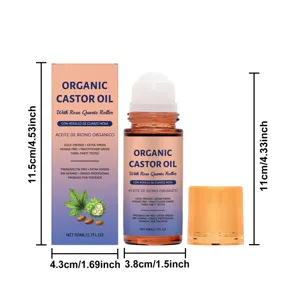 Detailed dimension specifications for 50ml Organic Castor Oil roller ball product