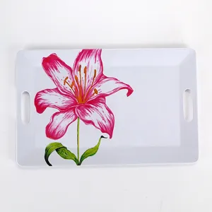 Piatto da Portata in Melamina Motivo Floreale Vassoio Rettangolare da Portata Stoviglie Minimaliste Moderne per Cucina Pranzo