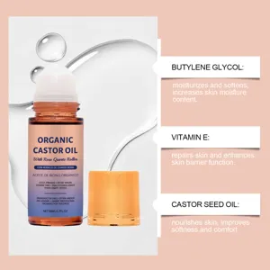 Organic castor oil roller with rose quartz for skin nourishment and hydration