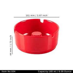 Roter runder Melamin Aschenbecher tragbarer Zigaretten Aschehalter mit Stuetze 101mm neu