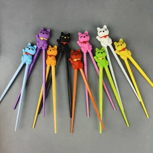 Bacchette di apprendimento per bambini con simpatico gatto in silicone, multicolore 18cm