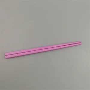 Pink melamine children chopsticks detail shot, lightweight plastic tableware, 18cm length item.