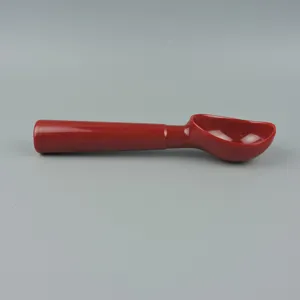 Red melamine ice cream scoop, durable kitchen utility spoon for desserts and treats.