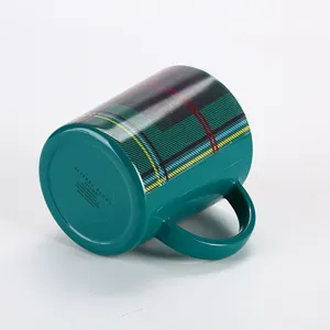 Tazza da caffè in melamina a quadri verdi, tazza da tè resistente per uso quotidiano in ufficio.
