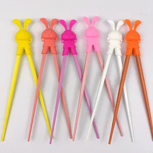 Children training chopsticks silicone cute rabbit head baby learning tableware main pic