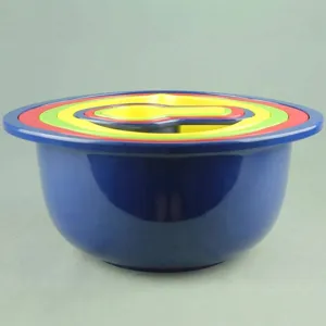 8-piece nested colorful melamine salad bowl and measuring cup set for kitchen use