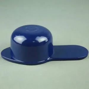 Durable deep blue melamine measuring cup with a flat handle, perfect for kitchen use