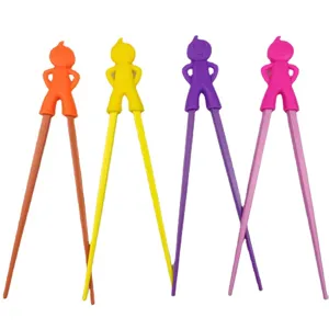 Cute cartoon silicone head children training chopsticks, easy learning chop sticks for kids.