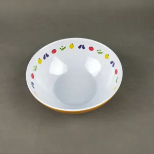 Melamine salad bowl with colorful vegetable pattern, durable children tableware for daily food serving.