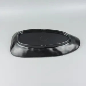Melamine triangular plate bottom view detail black 10 11 inch dinnerware table plate