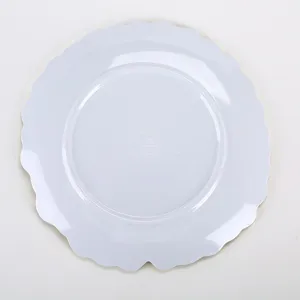 White melamine scalloped dinner plate restaurant hotel tableware decorative serving dish