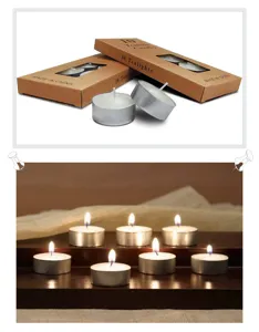 10 pcs bougies chauffe-plat blanches en aluminium, cire sans fumée pour décoration de fête.