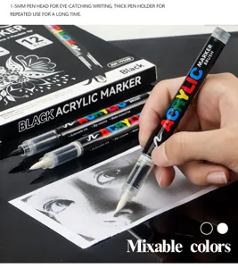 Rotuladores acrílicos para dibujo artístico y diario DIY, punta pincel 1-5mm, tinta base agua.