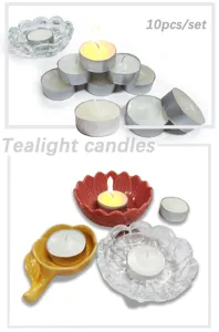 Lot de 10 bougies chauffe-plat en aluminium blanc pour mariage fête éclairage chaleureux.
