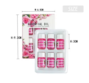 Dettagli dimensioni set da 6 oli essenziali idrosolubili per profumo casa