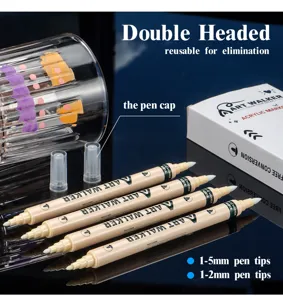 Double-headed acrylic marker set with 1-5mm and 1-2mm pen tips for DIY painting craft.