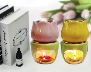 Keramische tulp aroma olie brander gesplitst ontwerp kaarsenhouder essentiele olie diffuser thuis